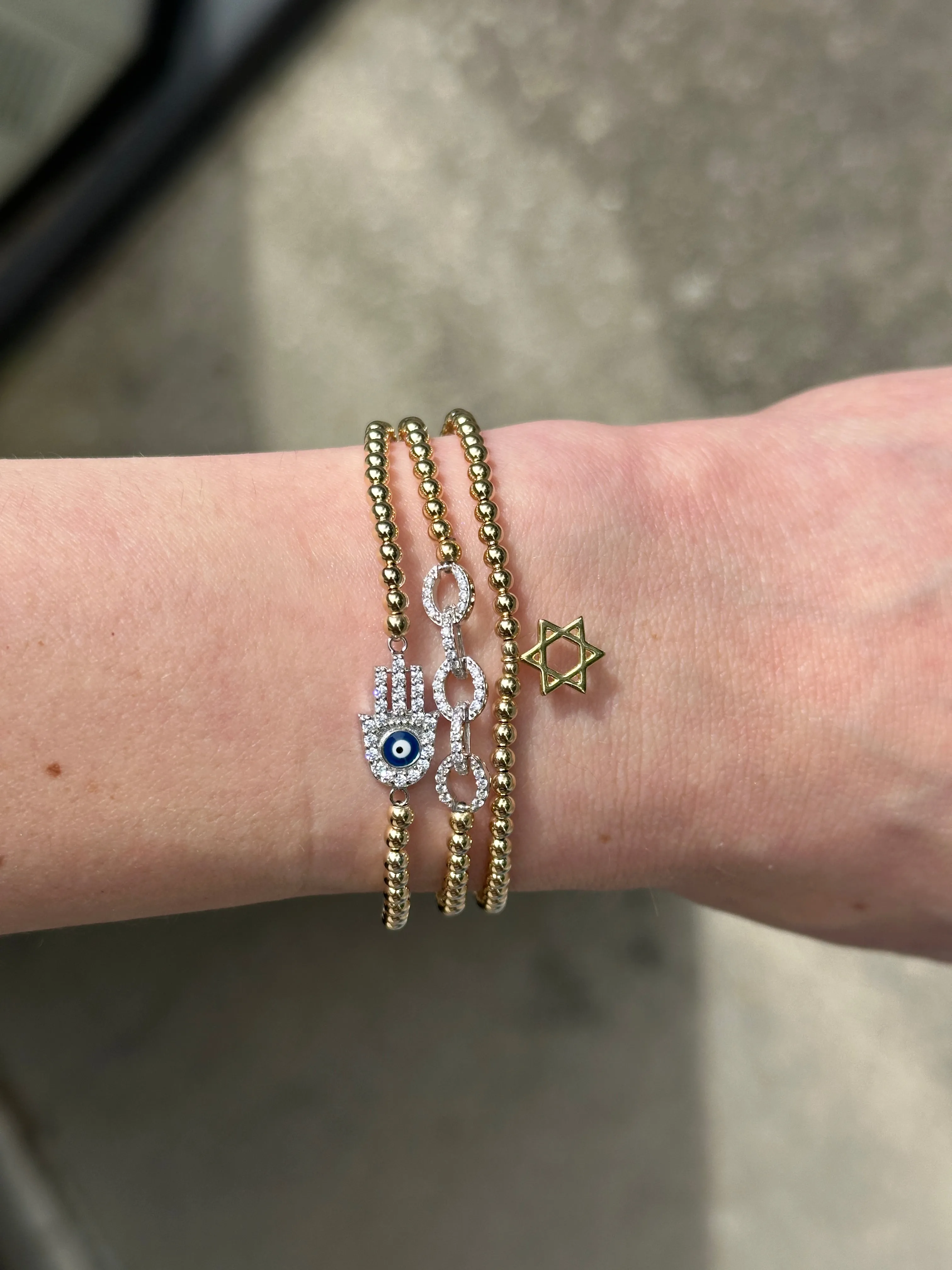 14K Beaded Bracelets with Charms