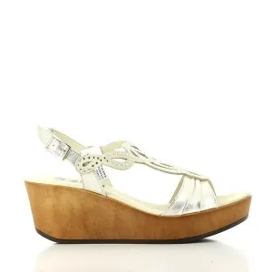 24 Hrs 23656 Silver Slingback Wedge Sandals
