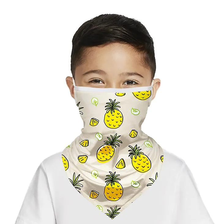 2Pcs 3# Children's ear-mounted cycling mask, ice silk mesh, breathable and sunscreen sports headscarf AZ10682