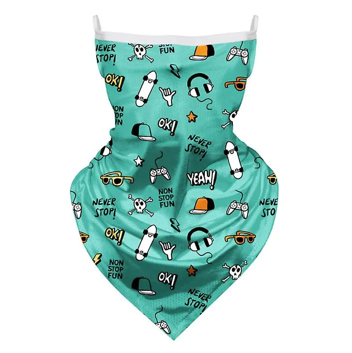 2Pcs 4# Children's ear-mounted cycling mask, ice silk mesh, breathable and sunscreen sports headscarf AZ10683