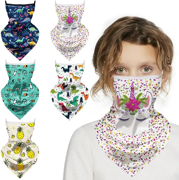 2Pcs 4# Children's ear-mounted cycling mask, ice silk mesh, breathable and sunscreen sports headscarf AZ10683
