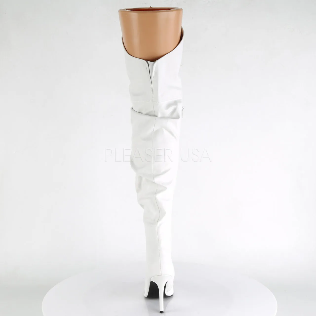 4" Heel White Faux Leather Pointed Boots*