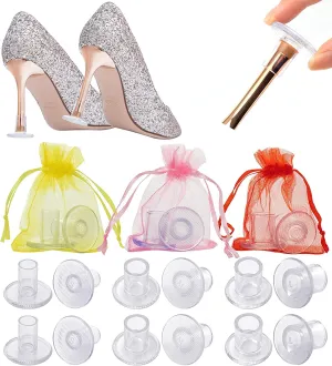 6 Pairs Heel Stoppers for Grass, 3 Sizes High Heel Protectors for Women Wedding Shoes, Durable High Heel Protectors for Walking on Grass and Uneven Floor