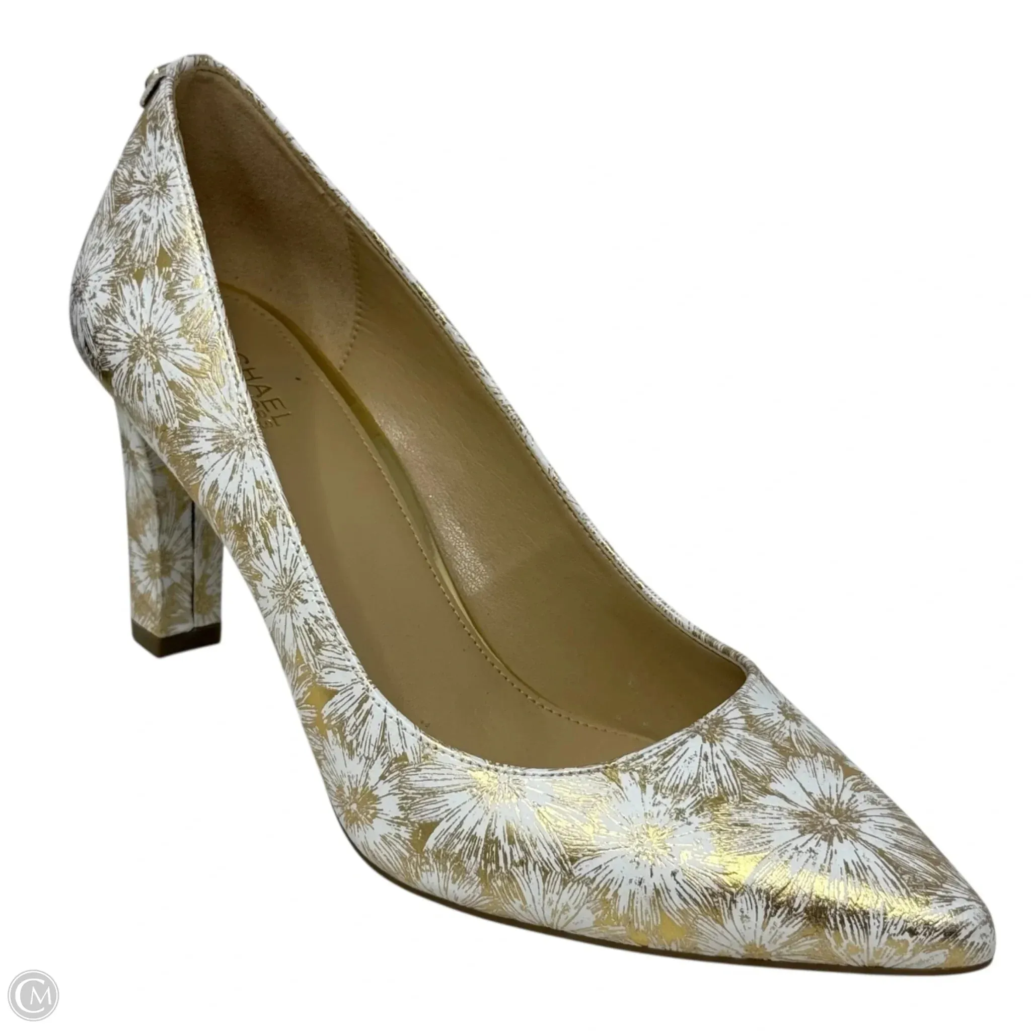 Textured Heels Luxury Pumps for Weddings Abby Flex Pumps By Michael By Michael Kors In Gold & White, Size: 10