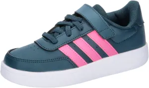 adidas Boy's Breaknet Lifestyle Court Elastic Lace and Top Strap Sneaker, Arctic Night Lucid Pink Ftwr White, 7.5 US