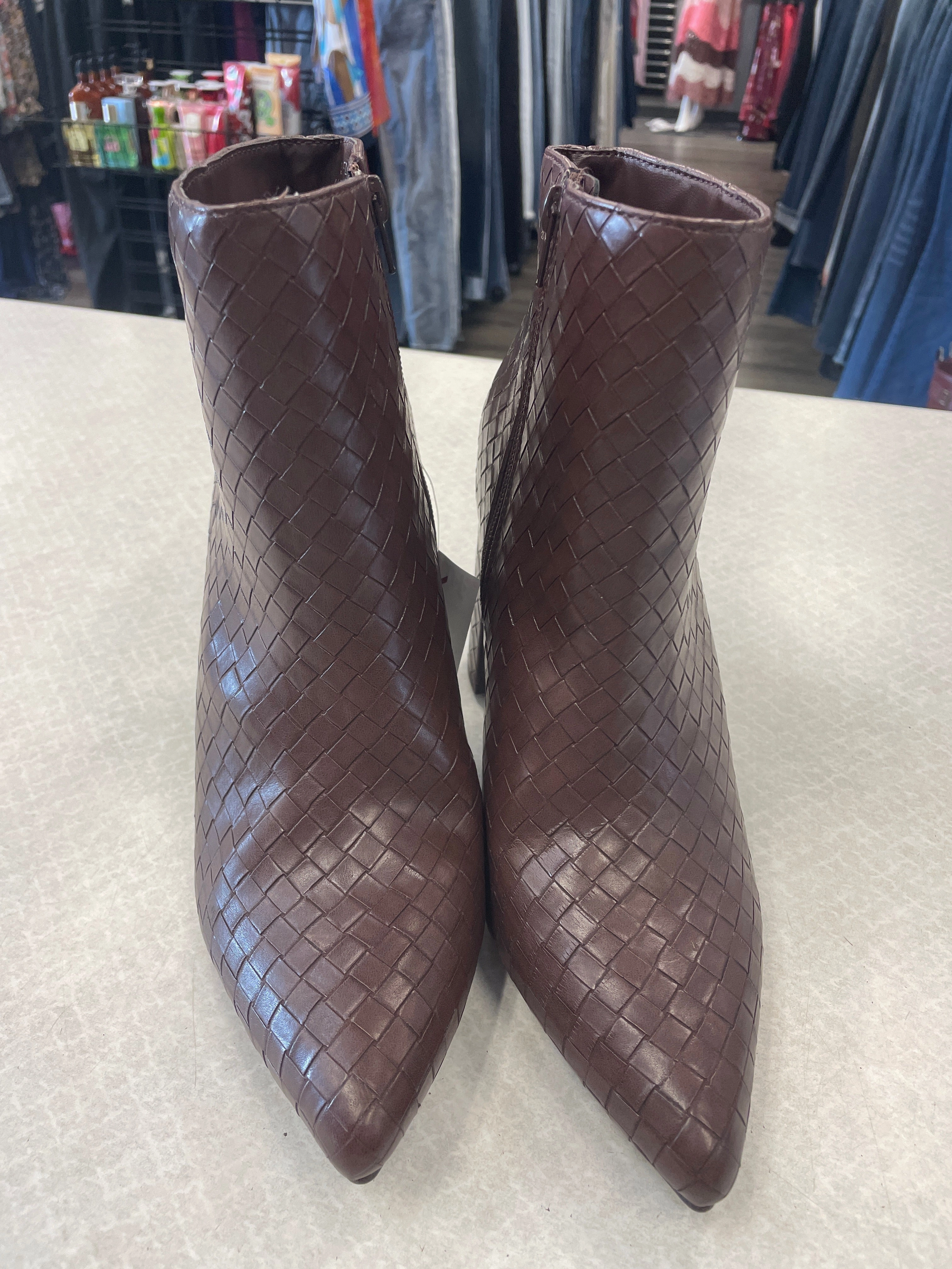 Work Wear Anti Odor Outdoor Trek Brown Boots Ankle Heels Bamboo, Size 10