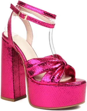 Aflngle Women's Platform Heels Ankle Strap Sandals Round Open Toe Pleated Bow Knot Block Heeled Sandals Sexy Slingback Comfortable Evening Wedding Dress Pumps Sandals