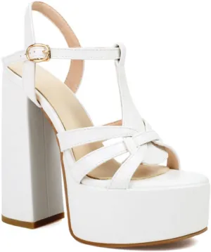 Aflngle Women's T Strap High Heels Sandals Platform Chunky Open Toe Heeled Sandal Sexy Slingback Evening Wedding Dress Pumps Shoes