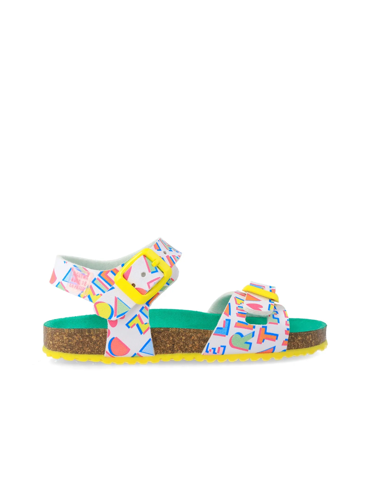 Agatha Ruiz de la Prada Yellow Brand Print Sandals