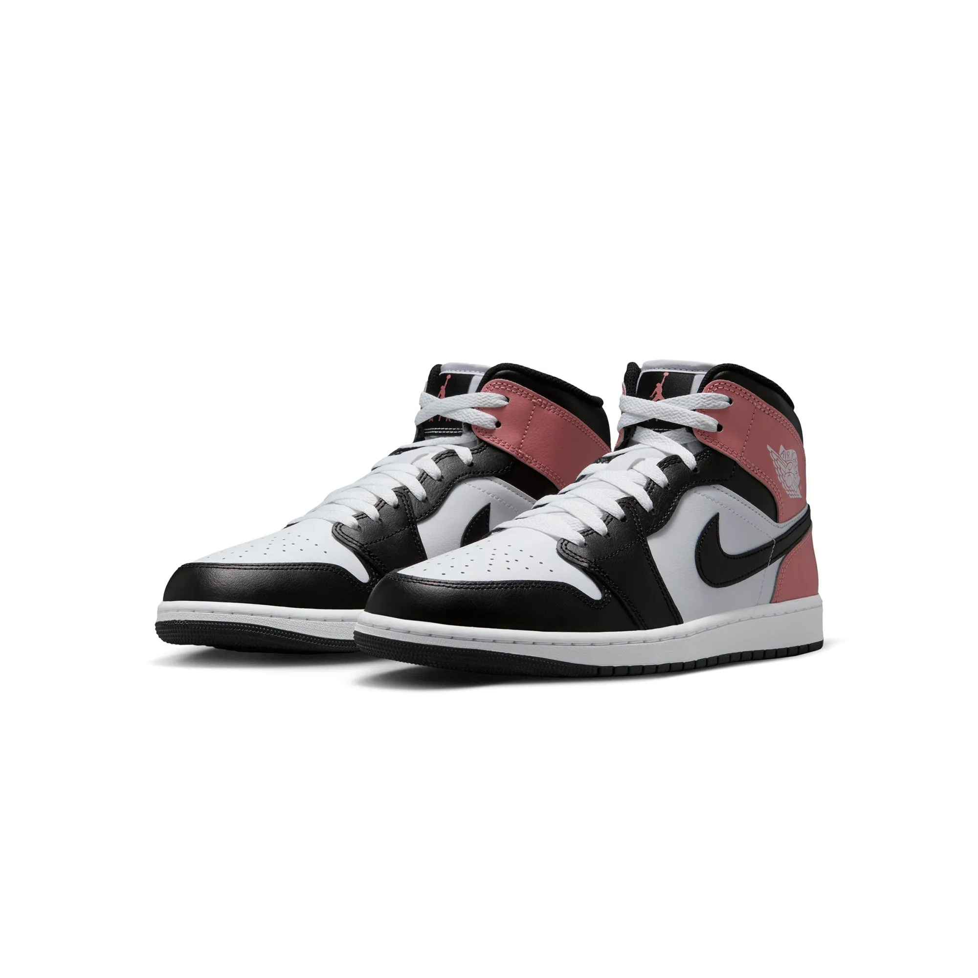 Air Jordan 1 Mens Mid Shoes Asymmetrical Lacing System running with a gum rubber outsole