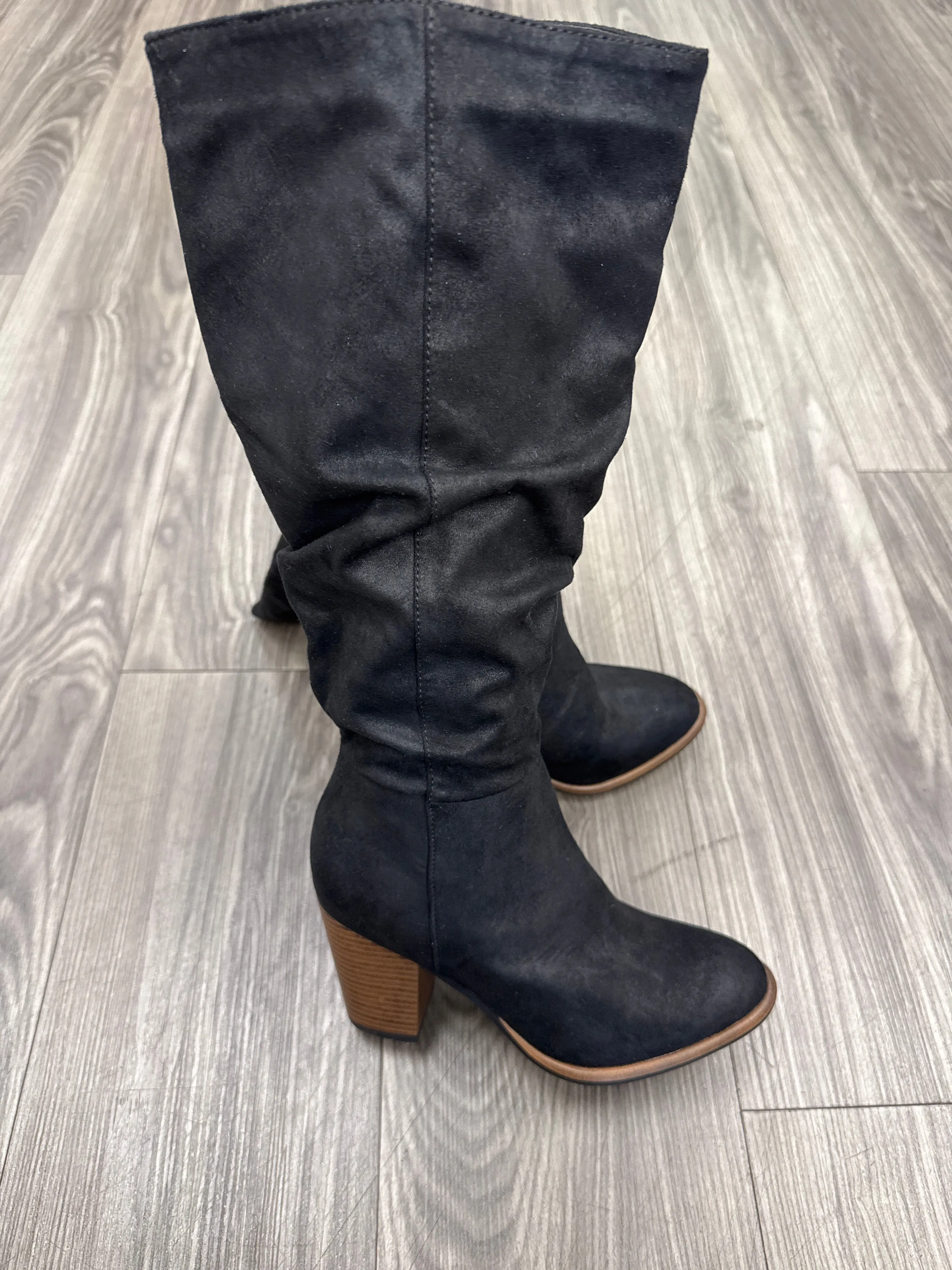 Comfy Look Fall Fashion Boots Mid-calf Heels By White Mountain In Black, Size: 6