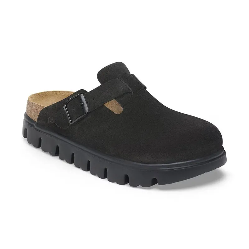 Women's Papillio by Birkenstock Boston Narrow Chunky Black Suede Leopard Touch