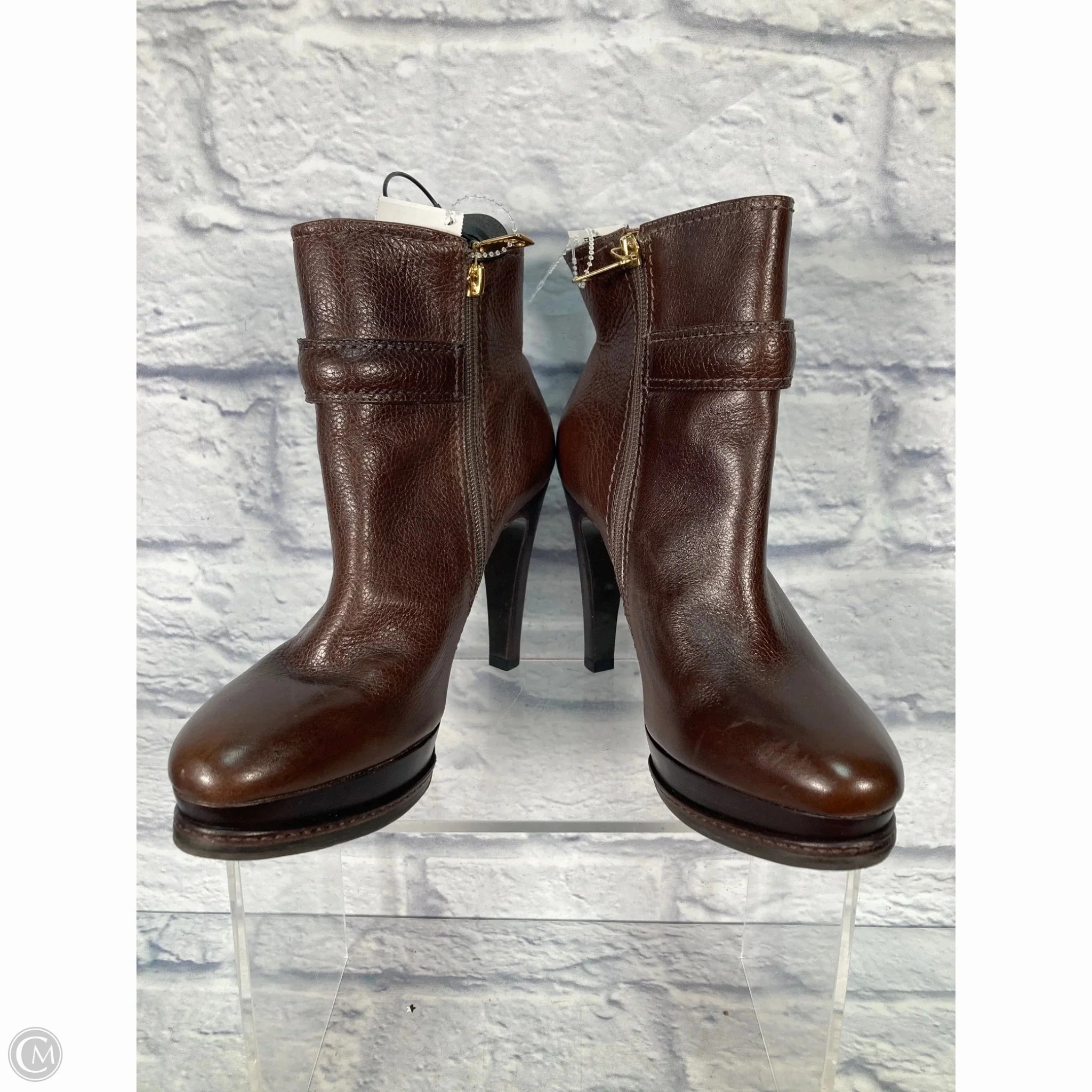 Slip On Style Boots Ankle Heels By Talbots In Brown, Size: 7.5