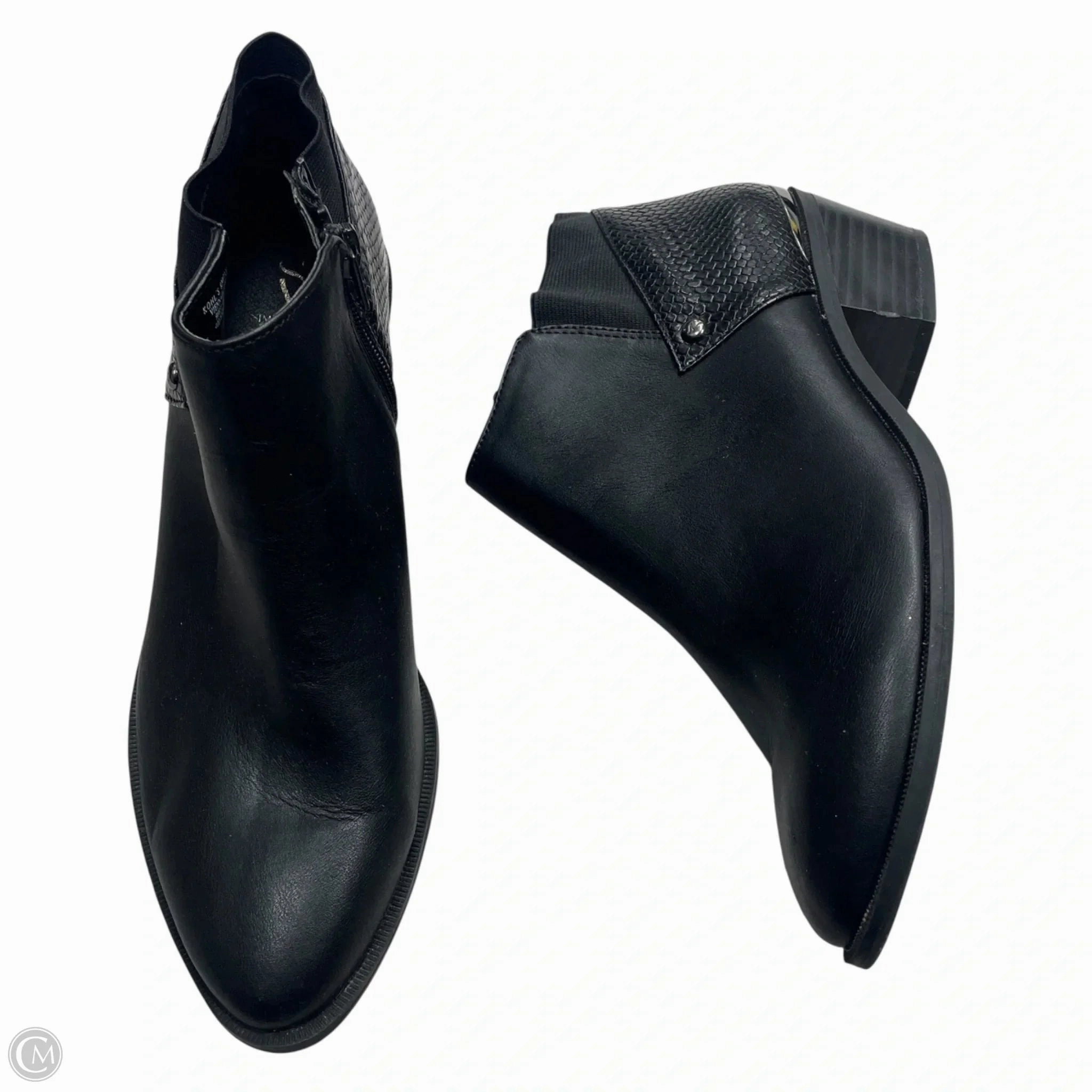 Shock Absorbing Technology Comfortable Straps Boots Ankle Heels By Simply Vera In Black, Size: 8