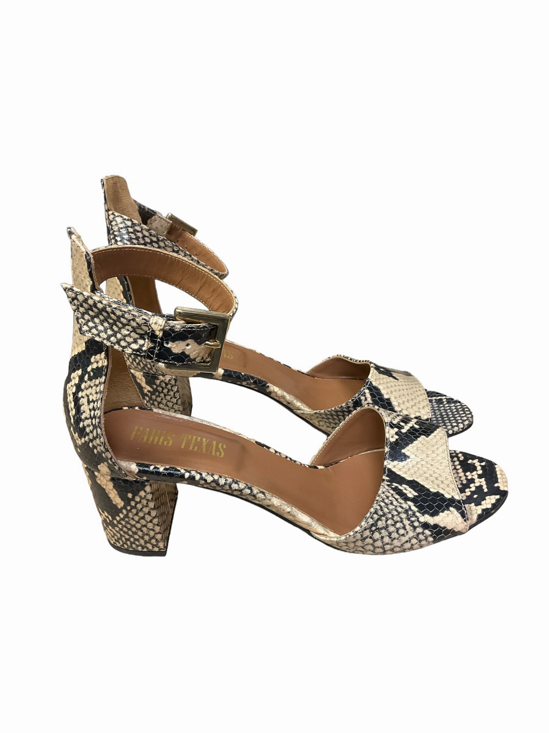 Gold High Heels Animal Print Shoes Heels Block Cma, Size 7
