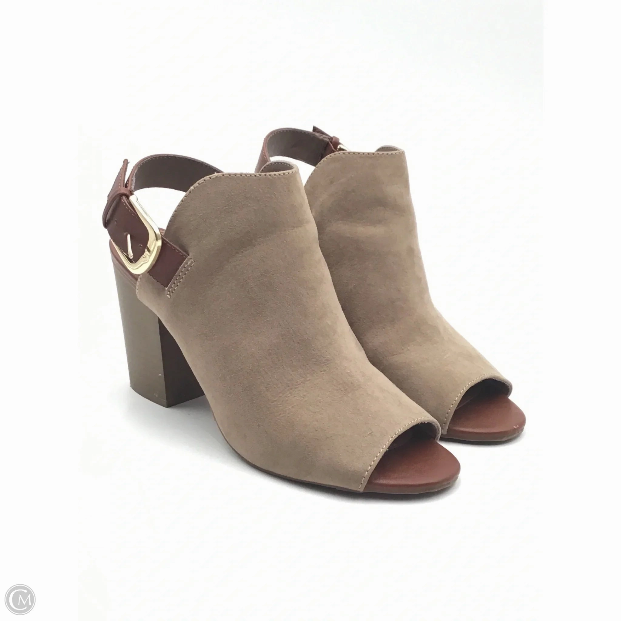 Pointed Sandals Adjustable Straps Shoes Heels Block By Candies In Brown, Size: 9.5