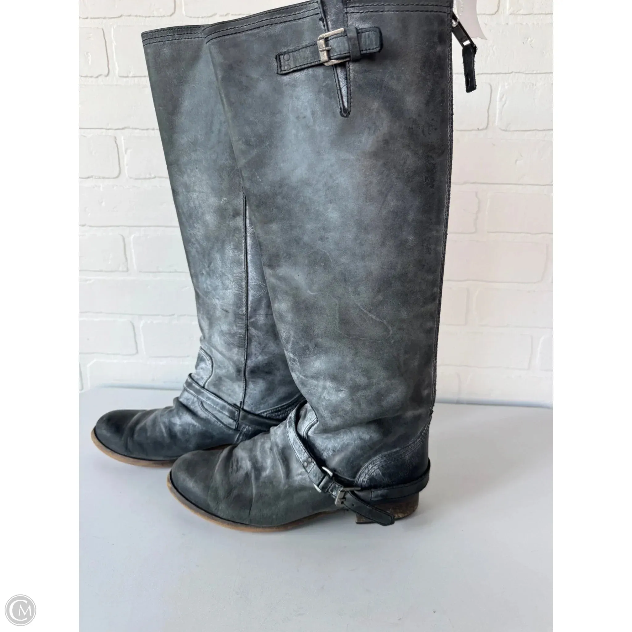 Edgy Wear Boots Knee Flats By Steve Madden In Grey, Size: 9