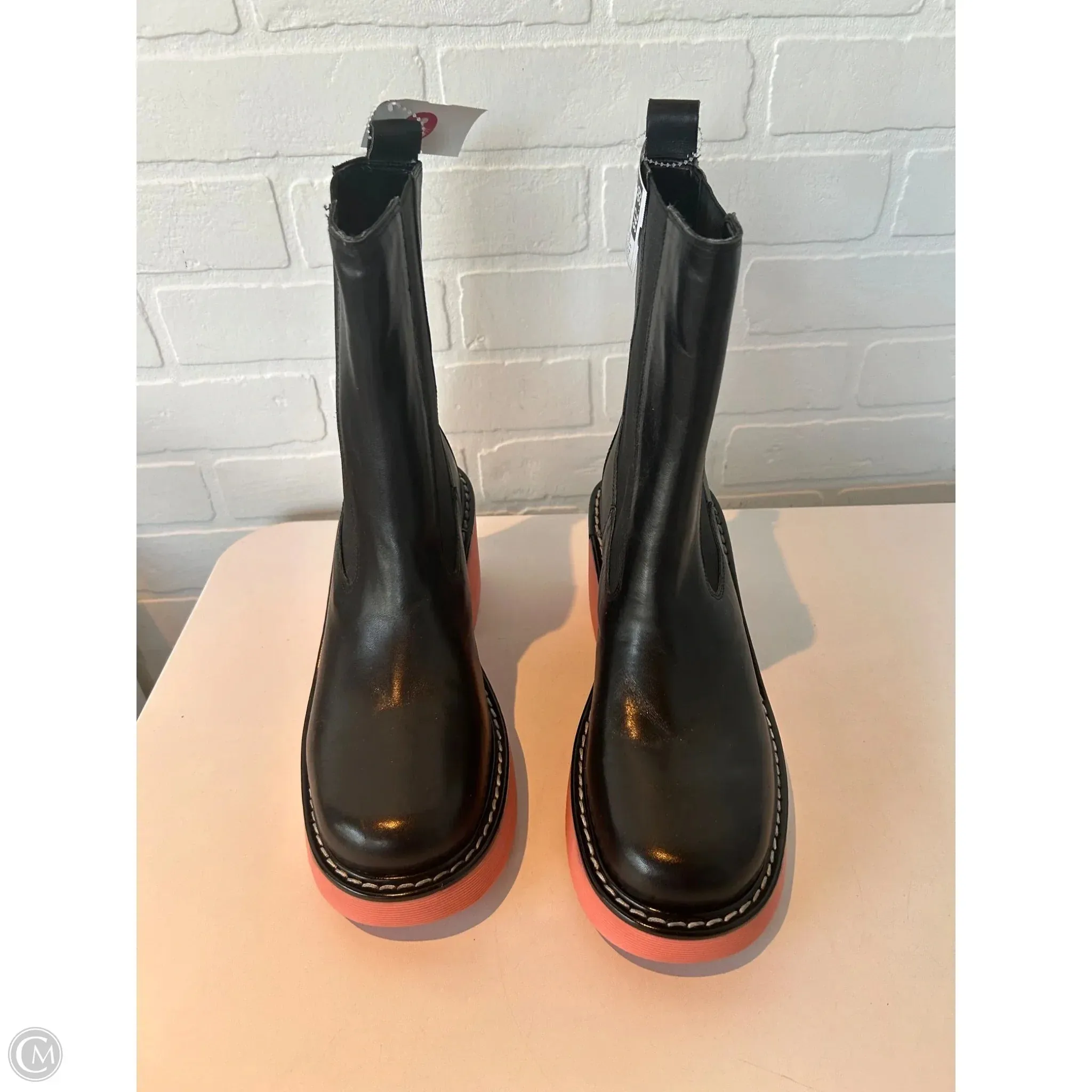 Walk in Style Cozy Winter Boots Mid-calf Heels By Marc Fisher In Black & Pink, Size: 9.5