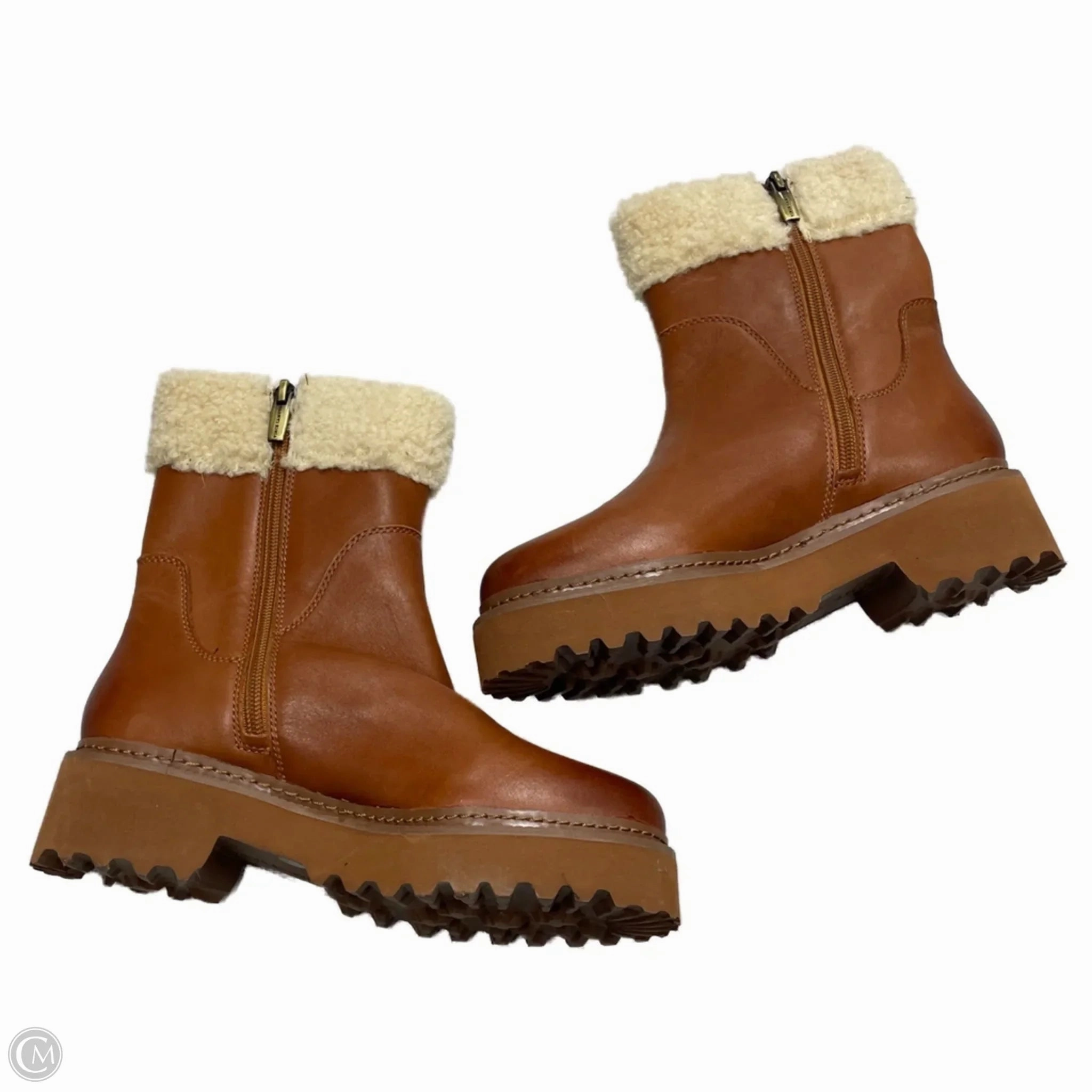 All Day Comfort Design On-the-Go Wear Boots Ankle Heels By Vince Camuto In Brown, Size: 5.5