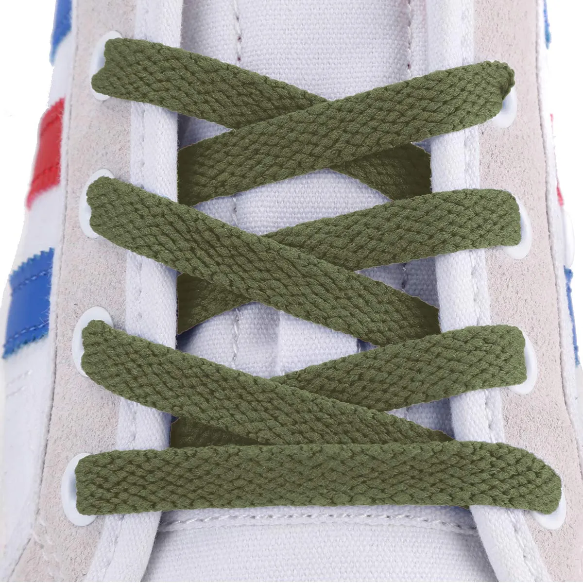 AOMIDI Flat Shoelaces 5/16" (2 Pair) - for Sneakers and Converse Shoelaces Replacements 27" inches (69 cm) Army Green