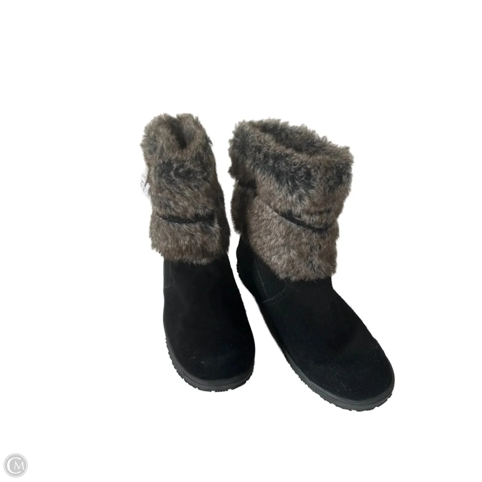 Boots Mid-calf Flats By Minnetonka In Black & Brown, Size: 10 Fashion Forward Boot