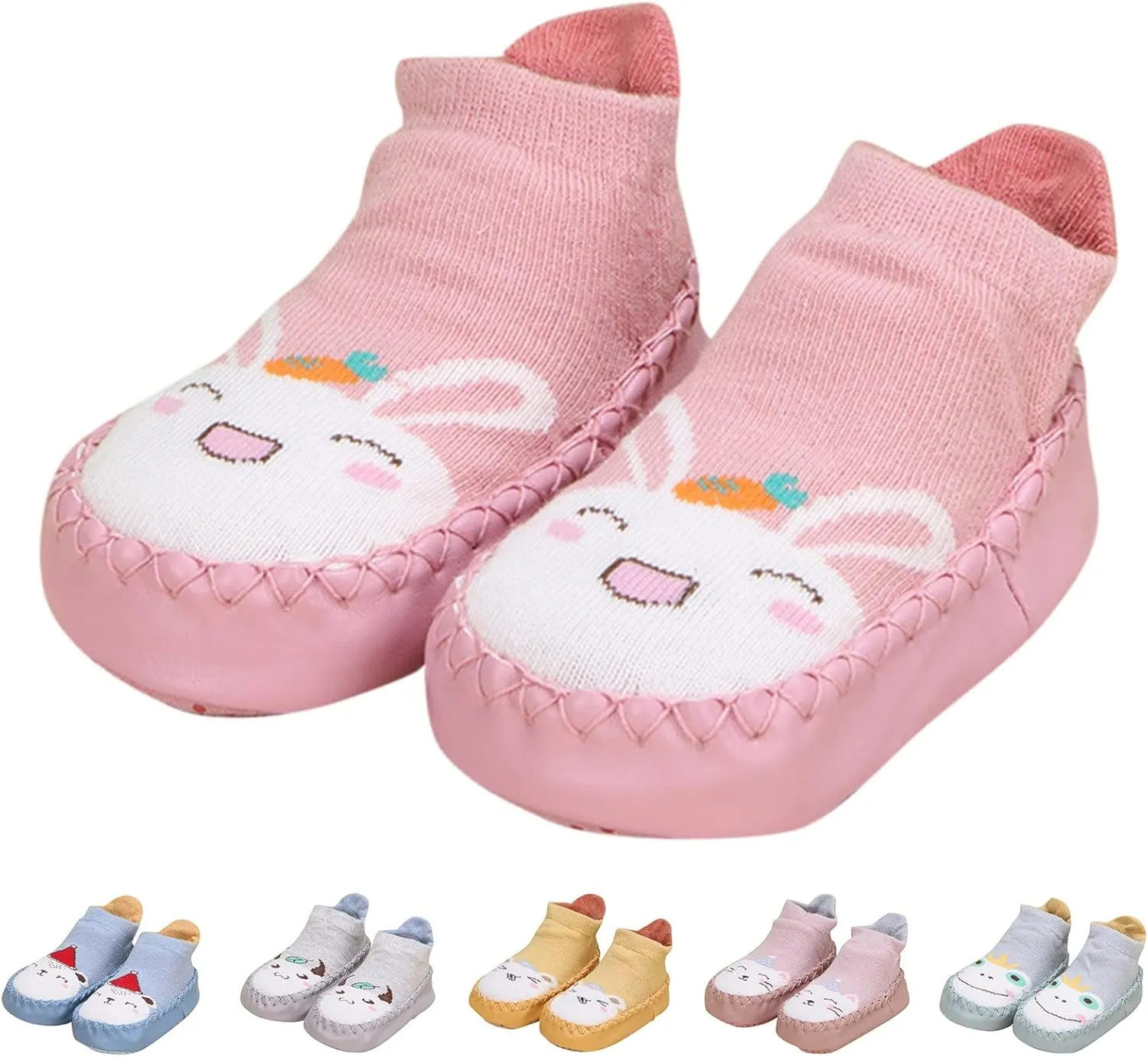 Autumn Winter Cute Children Flat Bottom Non Slip Floor Sports Shoes Socks Shoes Cartoon Rabbit Pattern Toddler Shoes