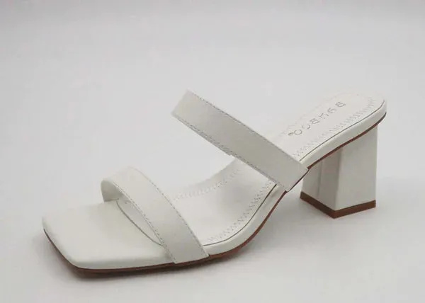 Bamboo Women Square Toe Double Band Low Block Heel Sandals