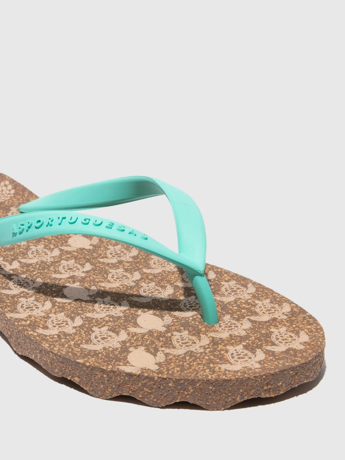 Beach Flip-Flops TURTLE Blue Rubber Strap