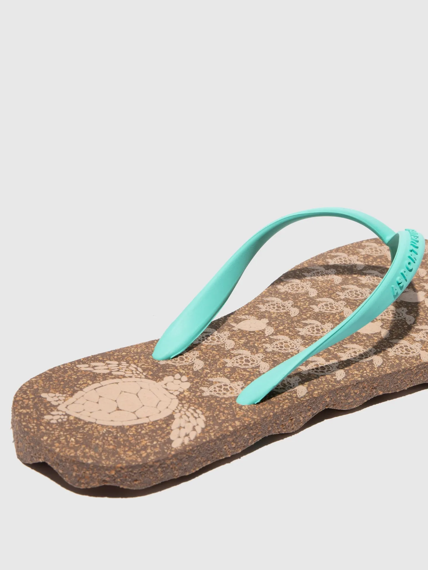 Beach Flip-Flops TURTLE Blue Rubber Strap
