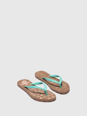 Beach Flip-Flops TURTLE Blue Rubber Strap Beach Flip-Flops TURTLE Blue Rubber Strap
