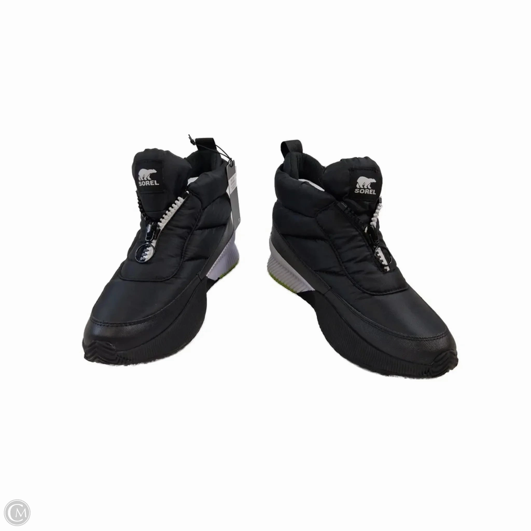 Stable Support Rainy Day Commuter Boots Ankle Heels By Sorel In Black & Green, Size: 11