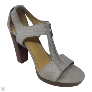 Chic Booties Casual Office Heels Berkley Sandal Shoes Heels Block By Michael By Michael Kors In Grey, Size: 7