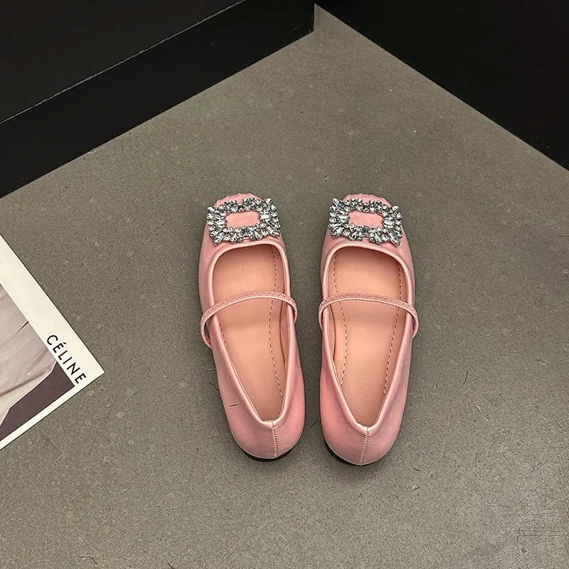 binfenxie  -  Designer Crystal Women Ballet Flats Fashion Ladies Casual Soft Sole Flats Spring Women's Comfort Elastic Band Ballerina Shoes