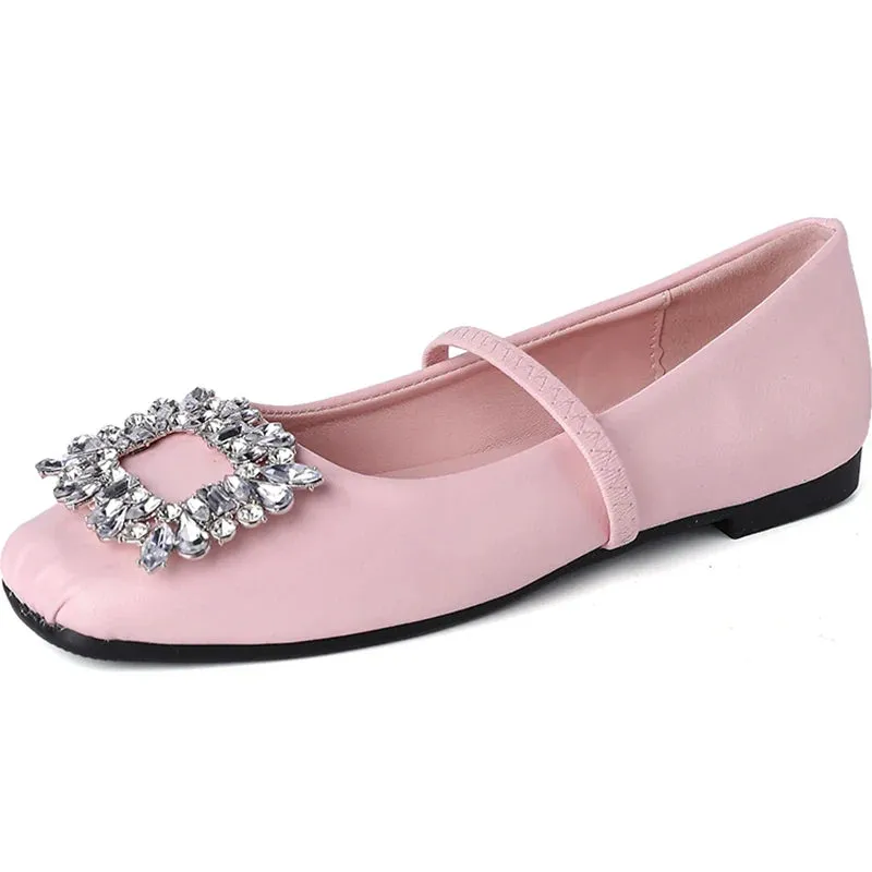 binfenxie  -  Designer Crystal Women Ballet Flats Fashion Ladies Casual Soft Sole Flats Spring Women's Comfort Elastic Band Ballerina Shoes