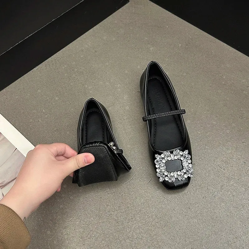 binfenxie  -  Designer Crystal Women Ballet Flats Fashion Ladies Casual Soft Sole Flats Spring Women's Comfort Elastic Band Ballerina Shoes