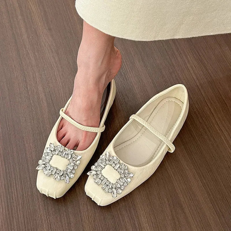 binfenxie  -  Designer Crystal Women Ballet Flats Fashion Ladies Casual Soft Sole Flats Spring Women's Comfort Elastic Band Ballerina Shoes