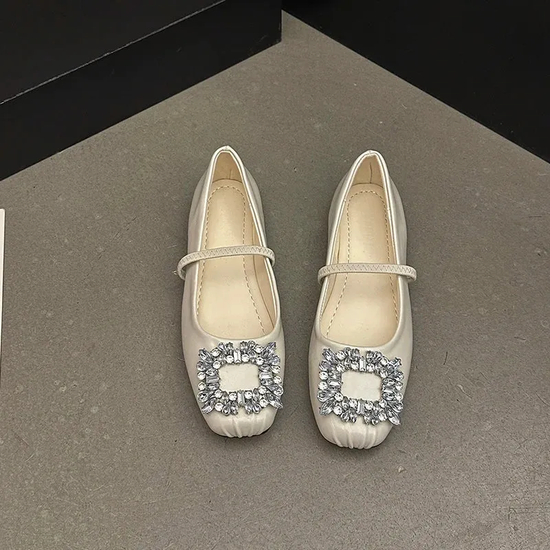 binfenxie  -  Designer Crystal Women Ballet Flats Fashion Ladies Casual Soft Sole Flats Spring Women's Comfort Elastic Band Ballerina Shoes