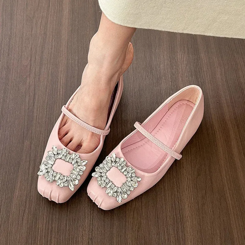 binfenxie  -  Designer Crystal Women Ballet Flats Fashion Ladies Casual Soft Sole Flats Spring Women's Comfort Elastic Band Ballerina Shoes