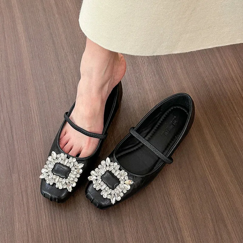 binfenxie  -  Designer Crystal Women Ballet Flats Fashion Ladies Casual Soft Sole Flats Spring Women's Comfort Elastic Band Ballerina Shoes