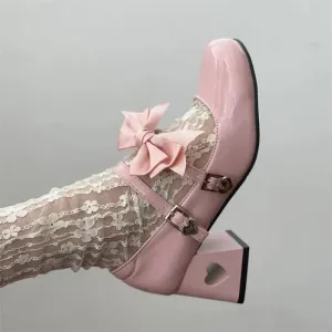 binfenxie  -  Mary Jane Lolita Shoes Women Y2K Patent Leather Low Heels Pumps Women Silk Bow Tie Ankle Straps Party Shoes Zapatos De Mujer