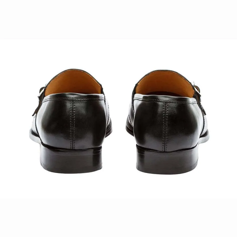 Black Double Buckle Monk Slipon