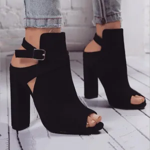 Black Open Toe High Heel Shoes