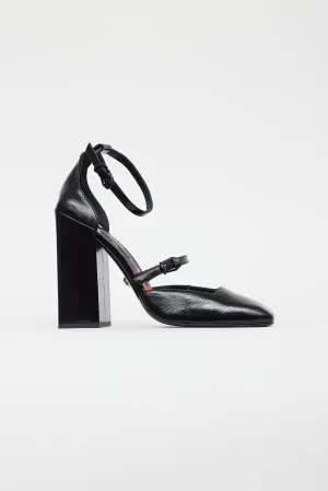 Black Patent Leather Square Toe Heel