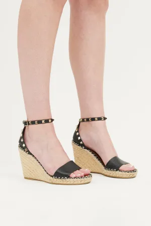 Black Rockstud Espadrille Wedge