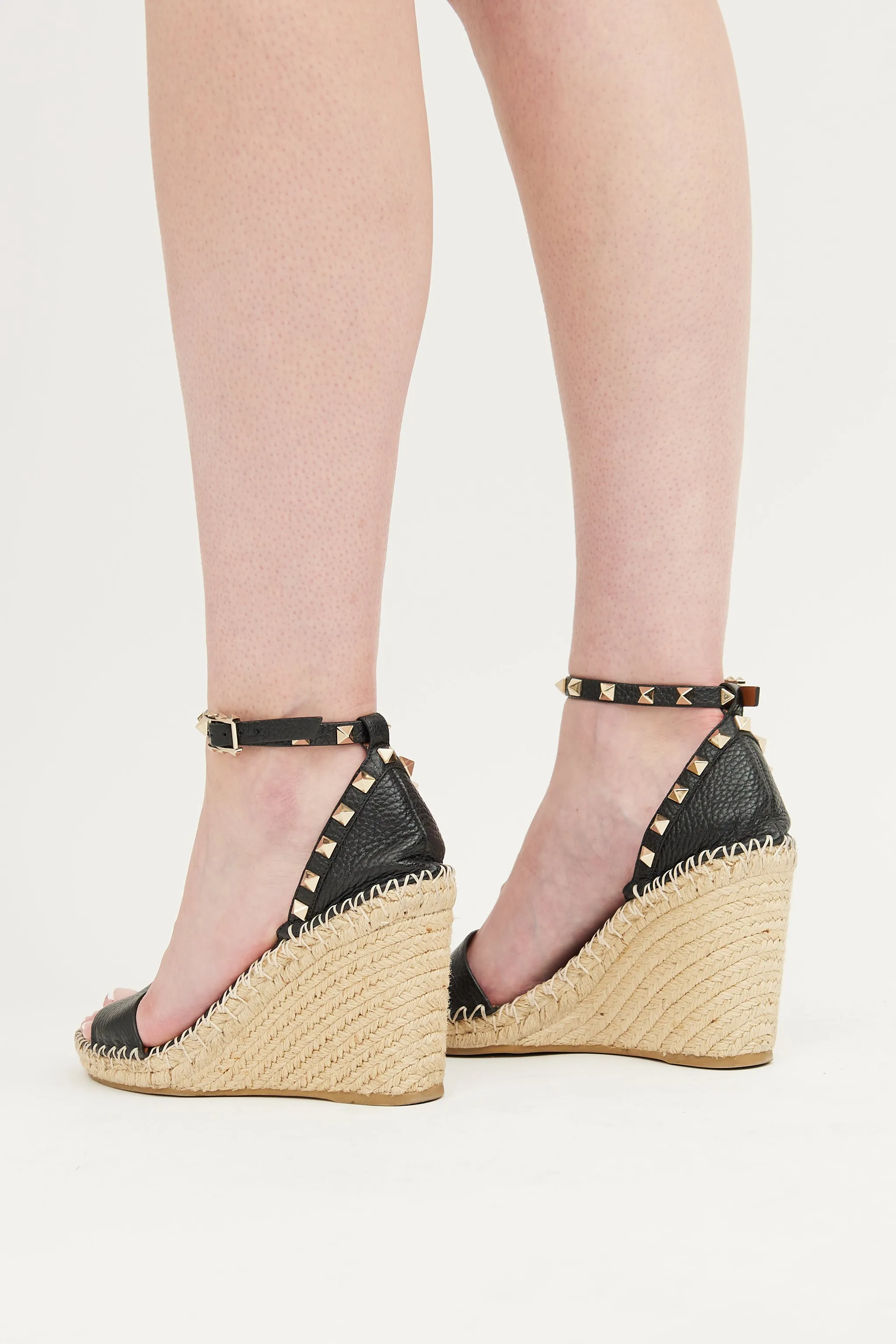 Black Rockstud Espadrille Wedge