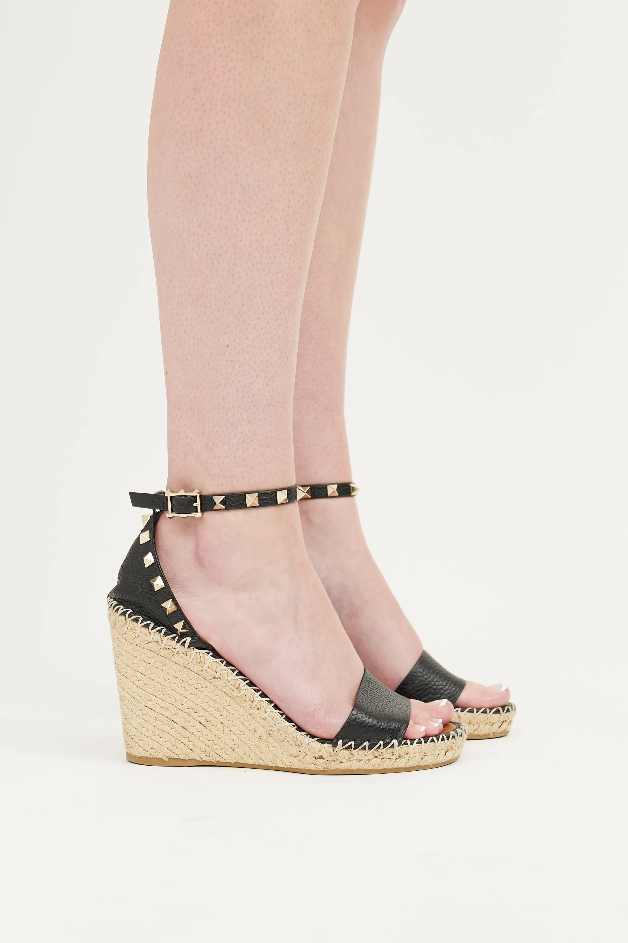Black Rockstud Espadrille Wedge