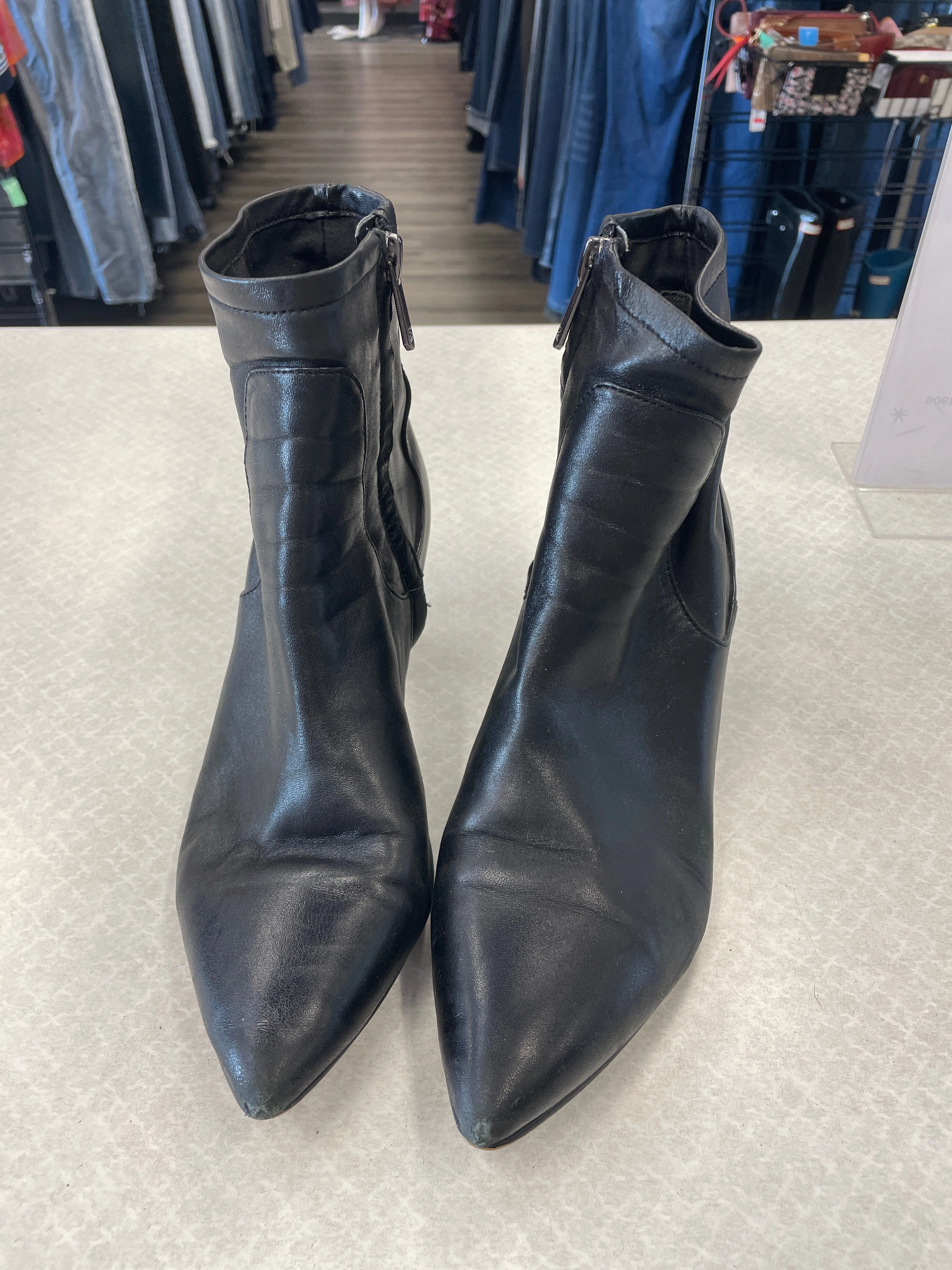 removable insoles Black Boots Ankle Heels Sam Edelman, Size 6.5