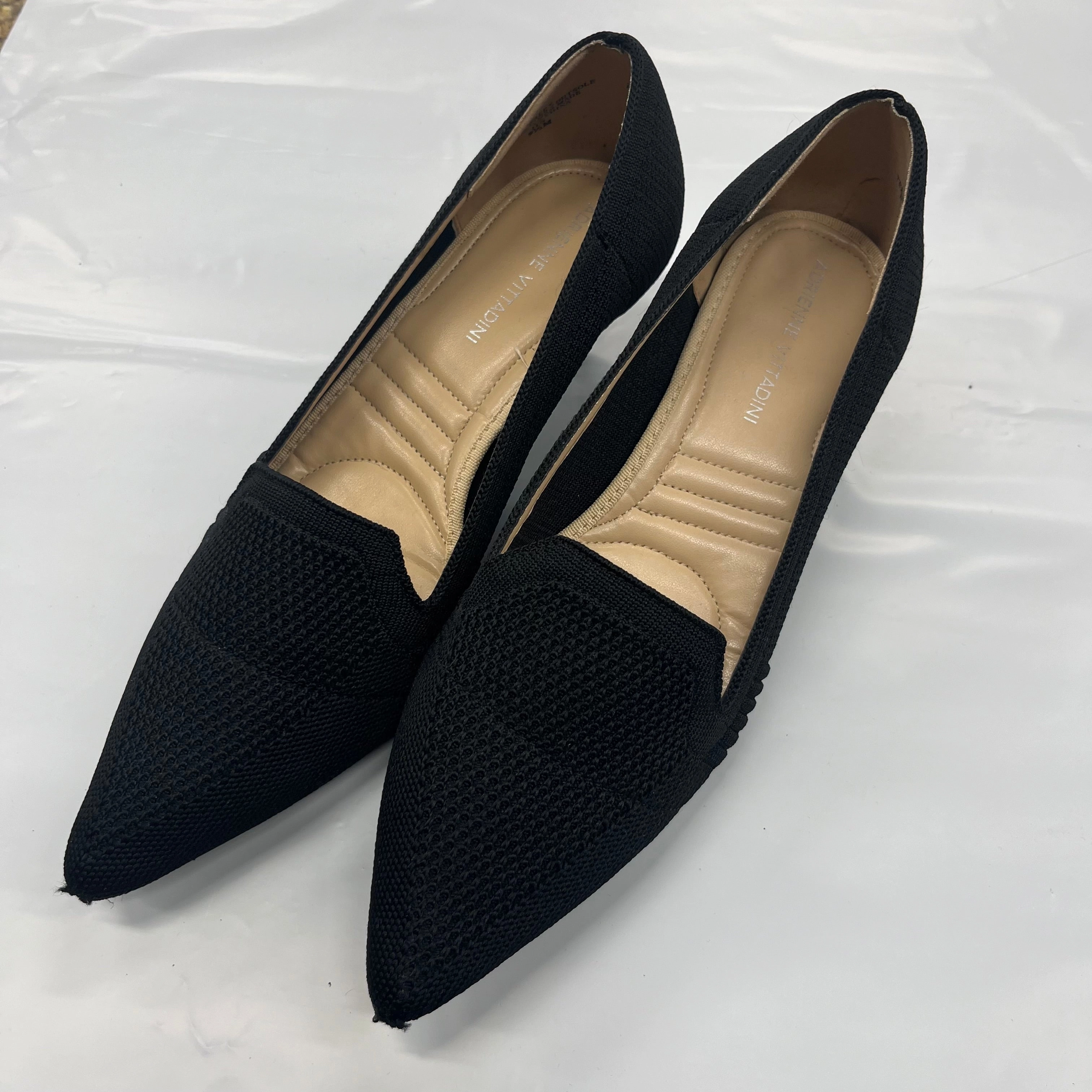 Black Shoes Heels Stiletto Adrienne Vittadini, Size 9.5 Stretchable Fabric