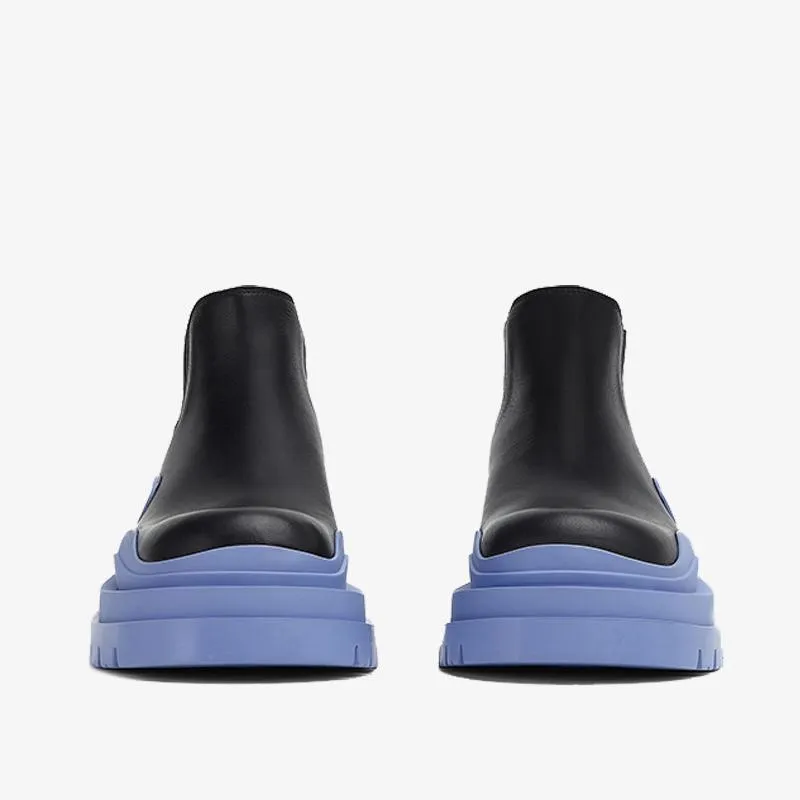 Black/Blue Cropped Chelsea Boots