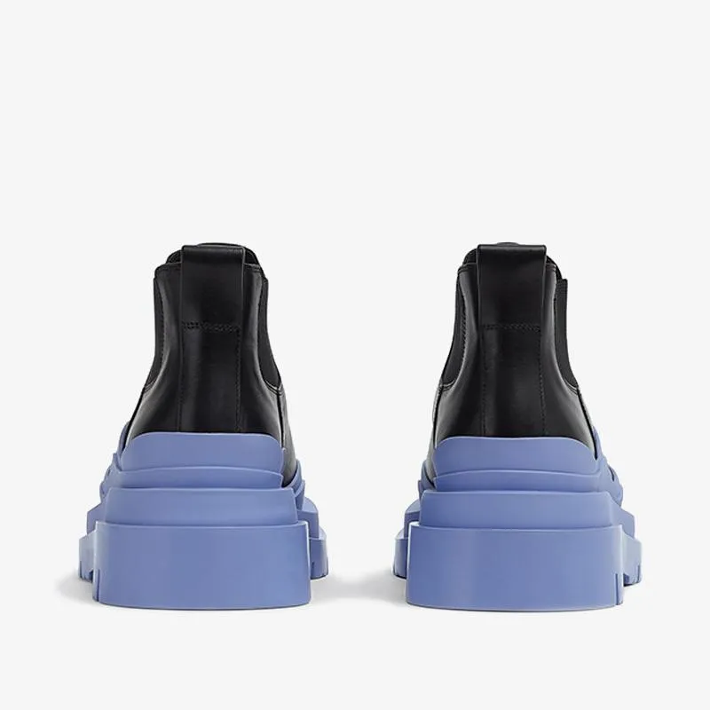 Black/Blue Cropped Chelsea Boots